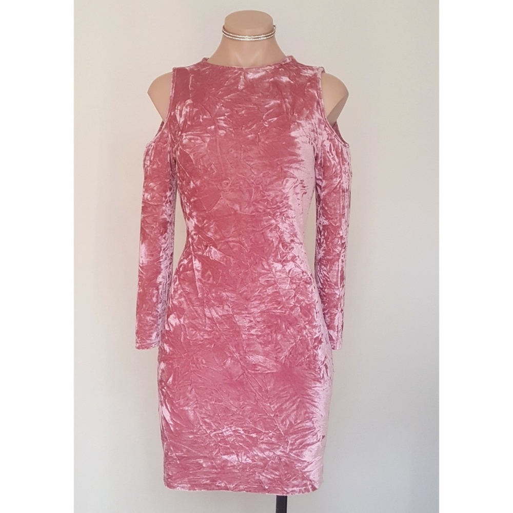 Cold Shoulder Velvet Mini Dress
